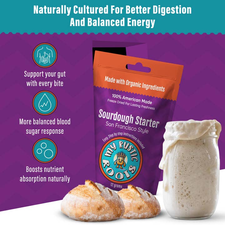 My Rustic Roots - Vente Mélange pour pain - Levain bio sans OGM | Lyophilisé | 12 g2