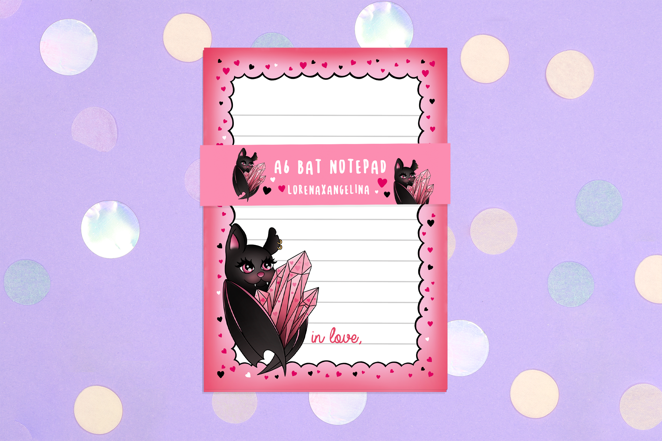 LorenaxAngelina - Wholesale Planner - Crystal Bat Notepad/Kawaii Witchy Planner Pink3