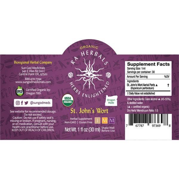 Sun God Medicinals – Großhandel Tinkturen – Organische Johanniskraut-Tinktur 1oz