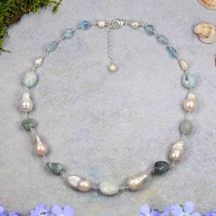 Collar de Aguamarina Serenidad Oceánica para venta al por mayor de IST Jewelry