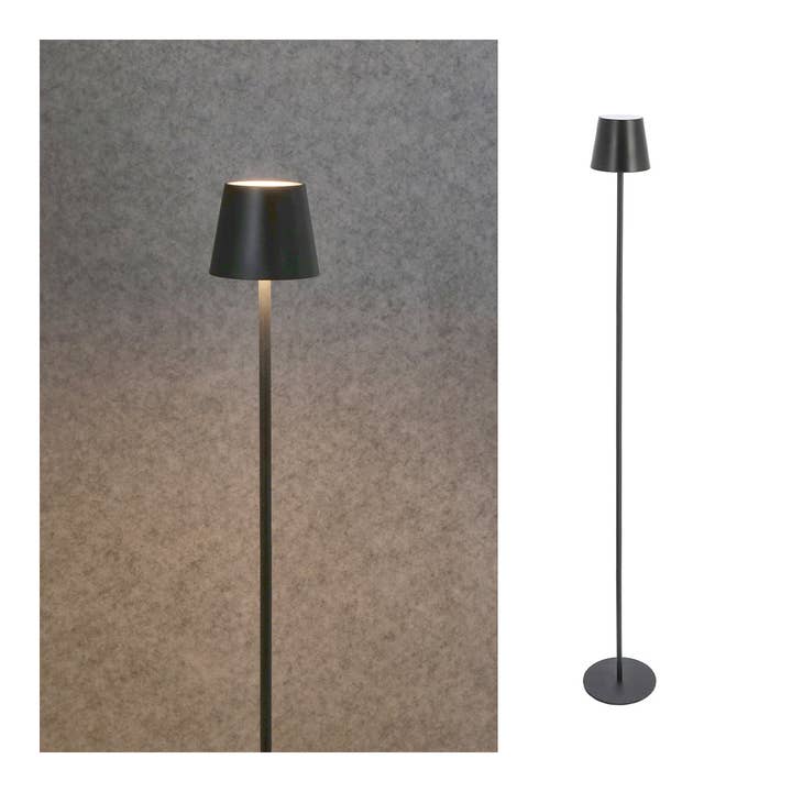 Lampadaire LED en métal blanc, intérieur, (L/H/P) 10x120x10cm USB, fer/PS, 27LED, gradation continue, blanc chaud, câble de charge USB vers USB C de 1m, démonté pour la vente par Wurm