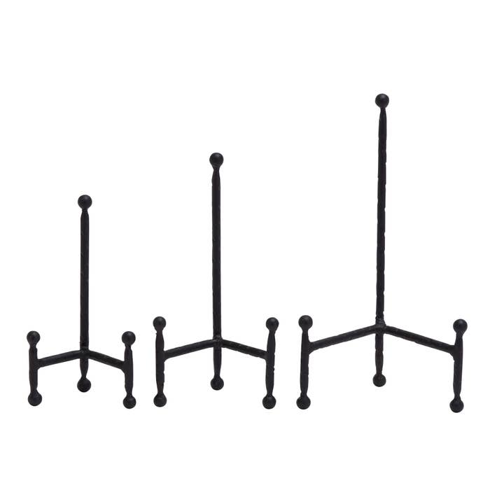 Import Corner - Wholesale Easel - METAL BLACK EASEL SET OF 3 12", 10", 8"H