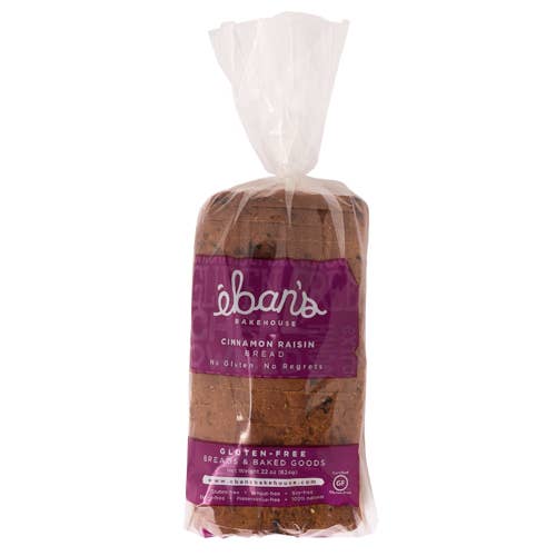 Gluten-Free Cinnamon Raisin Bread for wholesale by Eban's Bakehouse