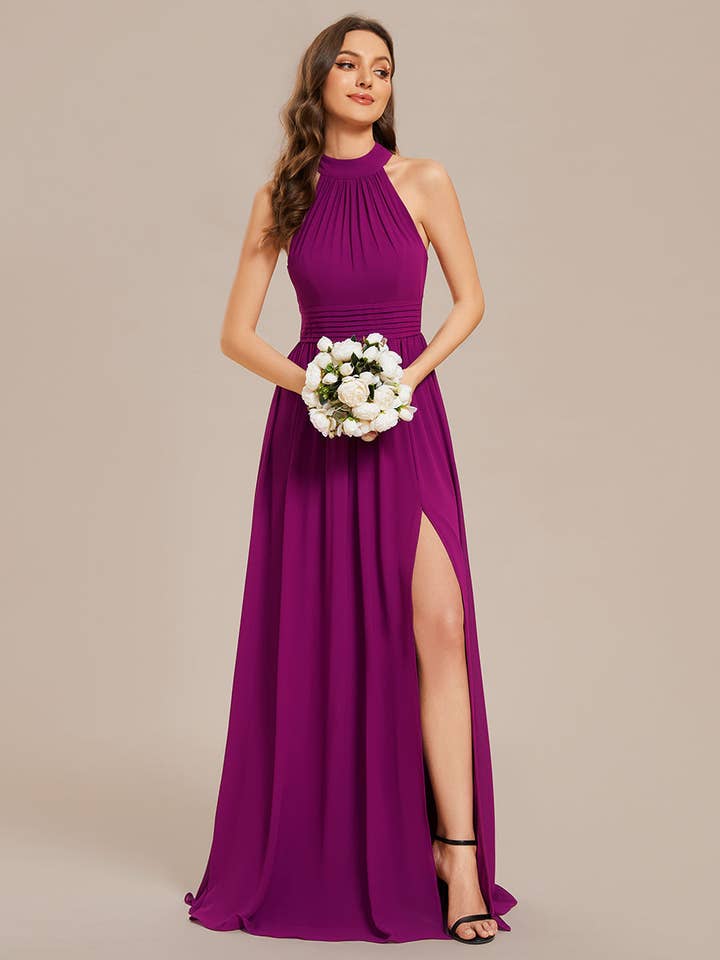 Ever-Pretty - Wholesale Gown - Women's - Chiffon Halter Neckline Sleeveless Evening Dress