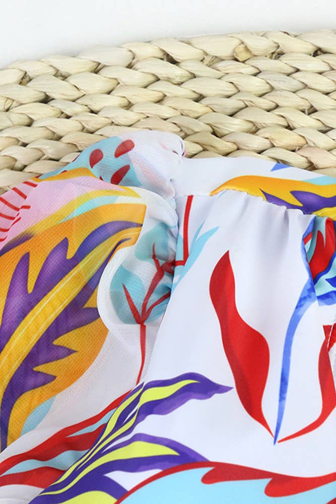 Green Plain Puff Hollow Out Floral One Piece Swimsuit JSN025 for wholesale on Faire2