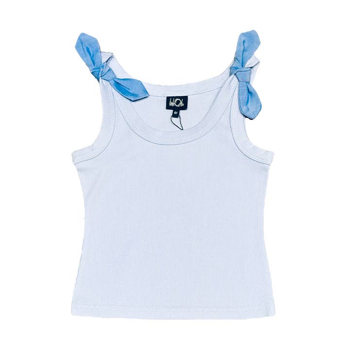A20 Bindeblå Ribbet Tanktop for engroshandel hos Little Olin