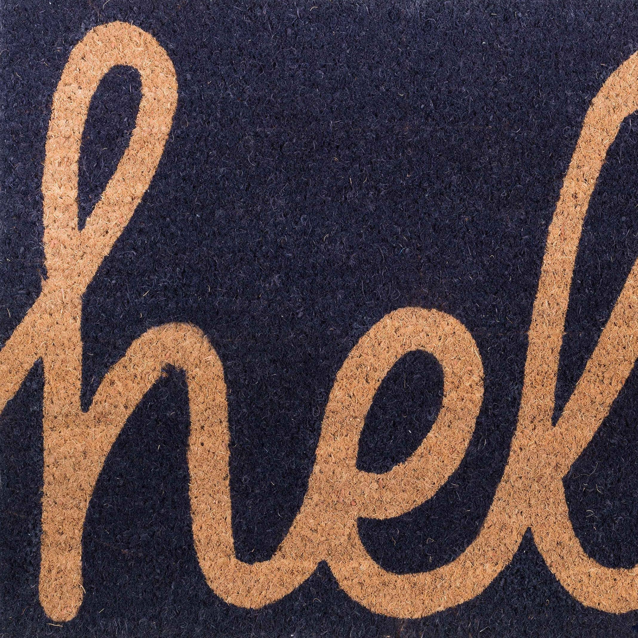 Cursive Hello - Black Doormat - 18" x 30" for wholesale on Faire6