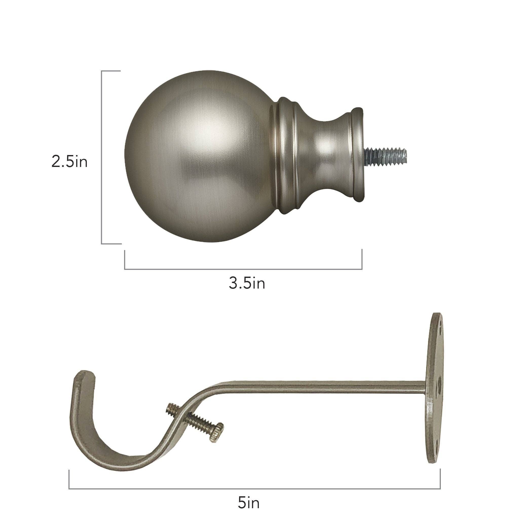 Threadmade Home - Wholesale Curtain Rod - Cordelia 1" Window Drapery Single Curtain Rod with Globe Ball Finial8