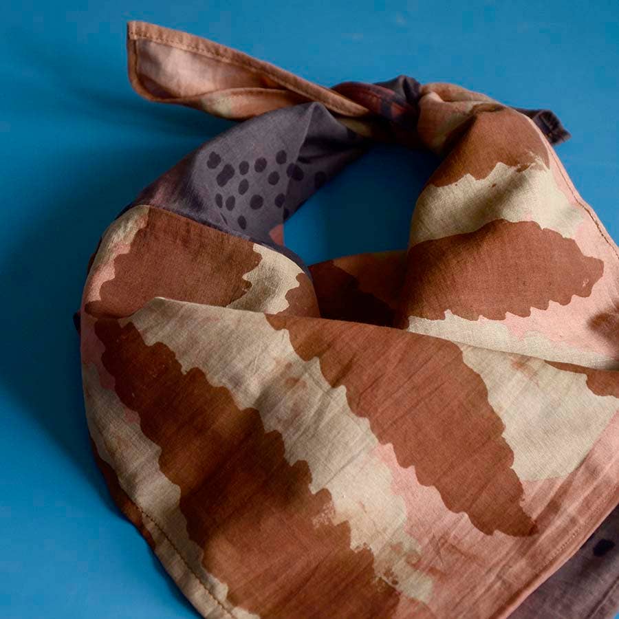 Ichcha - Wholesale Bandana - Women's - Two Tone Bandana Cotton Silk Block Print Head Scarf | Harper3