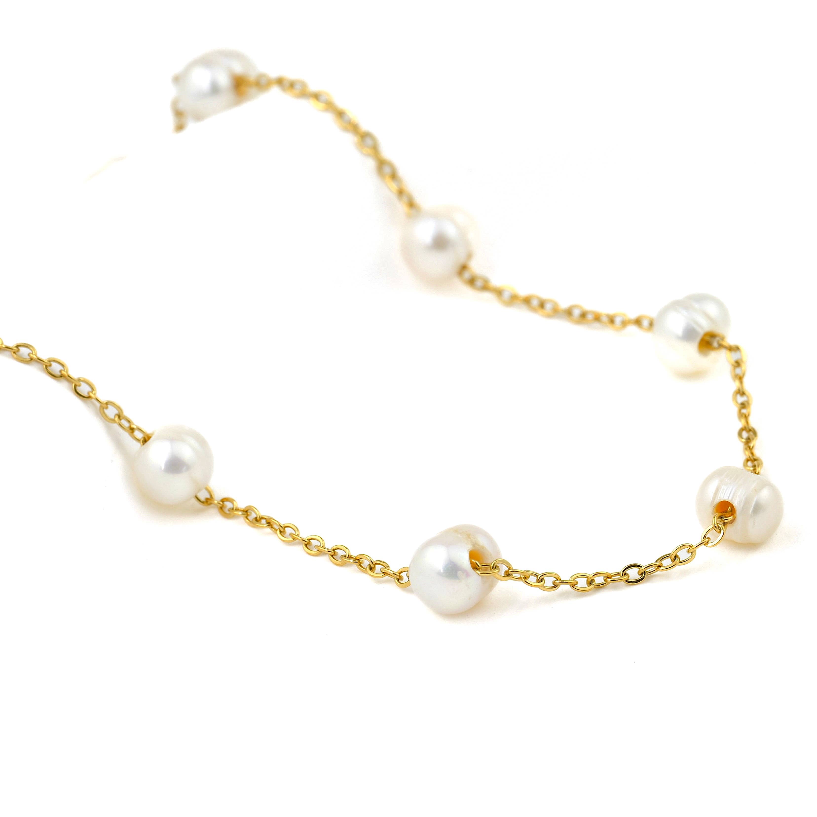 Blueyejewelry - Vendita all'ingrosso Collane di perline/perle - Collane con catena di perle dorate - catene assortite impermeabili15