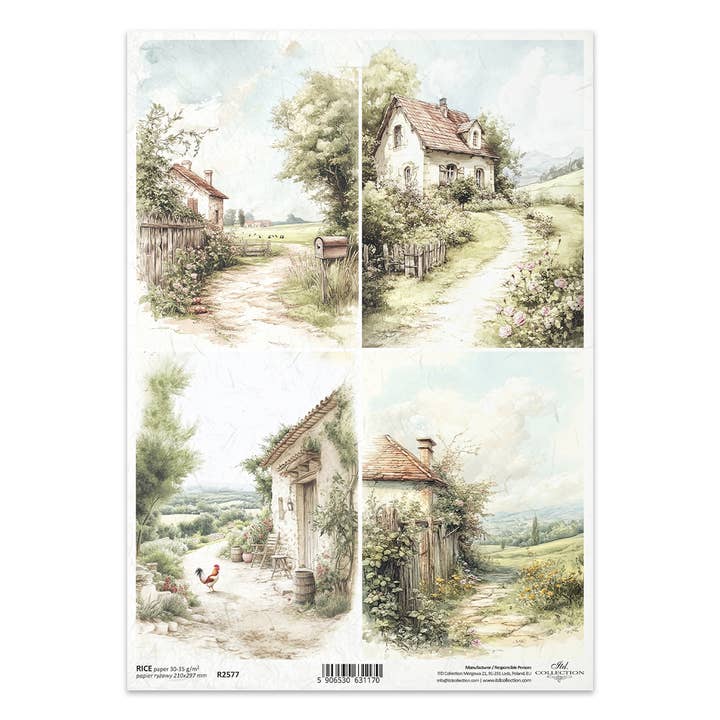 rice paper for decoupage R2577 - Cottage in the Country for wholesale by ITD Collection
