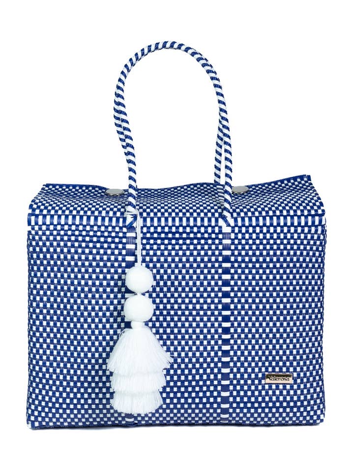 Navy and White Checkered Overnight Duffle for wholesale by Valerosa