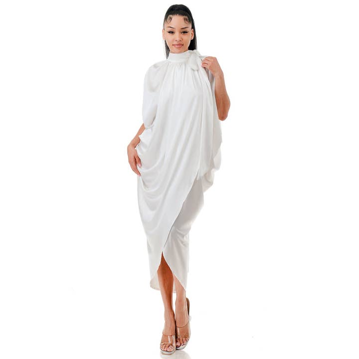 DRAPED WRAP MIDI DRESS for wholesale by Esmeray Clothing