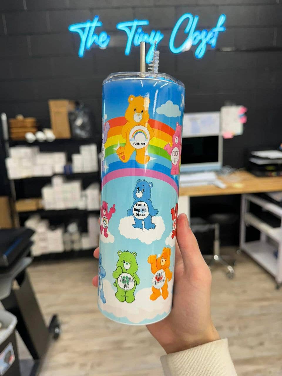 The Tiny Closet – copos e garrafas térmicas por atacado – Swear Bears Skinny Tumbler - Sassy Szarky Funny Cup1