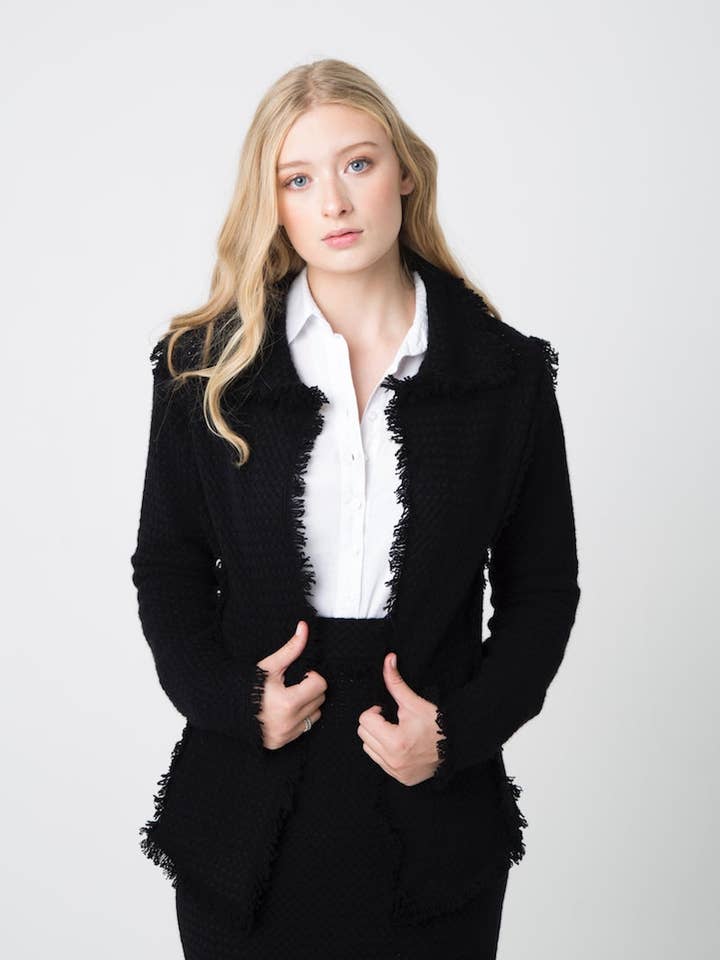 Classic COCO Jacket - Black for wholesale by Nuan Cashmere