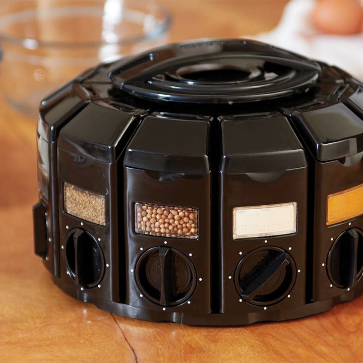 Fox Run Brands - Vendita all'ingrosso Portaspezie - KitchenArt Select-A-Spice - Carosello con misurazione automatica, colore: nero