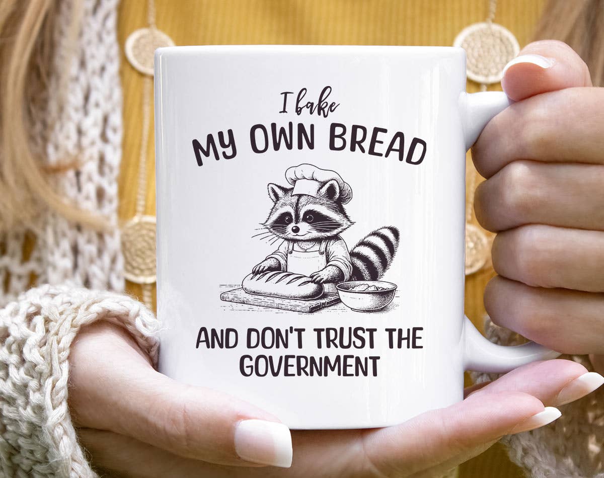 House Of Rodan - Vente Tasse à café - Je fais du pain et je ne fais pas confiance au gouvernement - Tasse à café raton laveur0