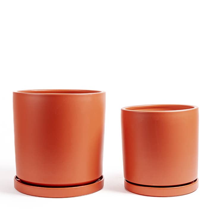 Momma Pots - Vente Pot - Pots cylindriques de 10,5 pouces (1 pièce) et 12,5 pouces (1 pièce) avec soucoupes à eau5