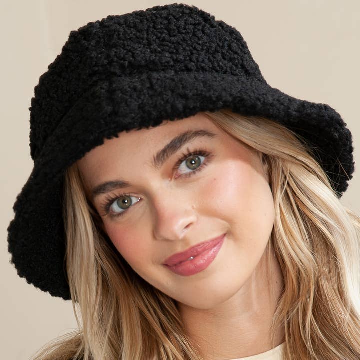 Justin & Taylor - Wholesale Bucket Hat - Women's - My Teddy | Faux Sherpa Non-Lined Bucket Hat7