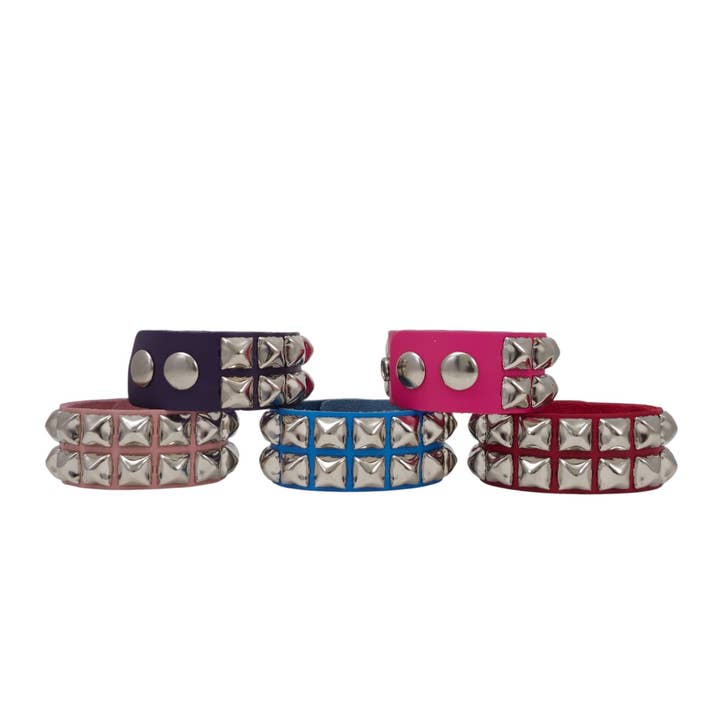 BC112ITL ITALIAN GENUINE LEATHER DOUBLE ROW STUDDED BRACELET for wholesale by Funk Plus