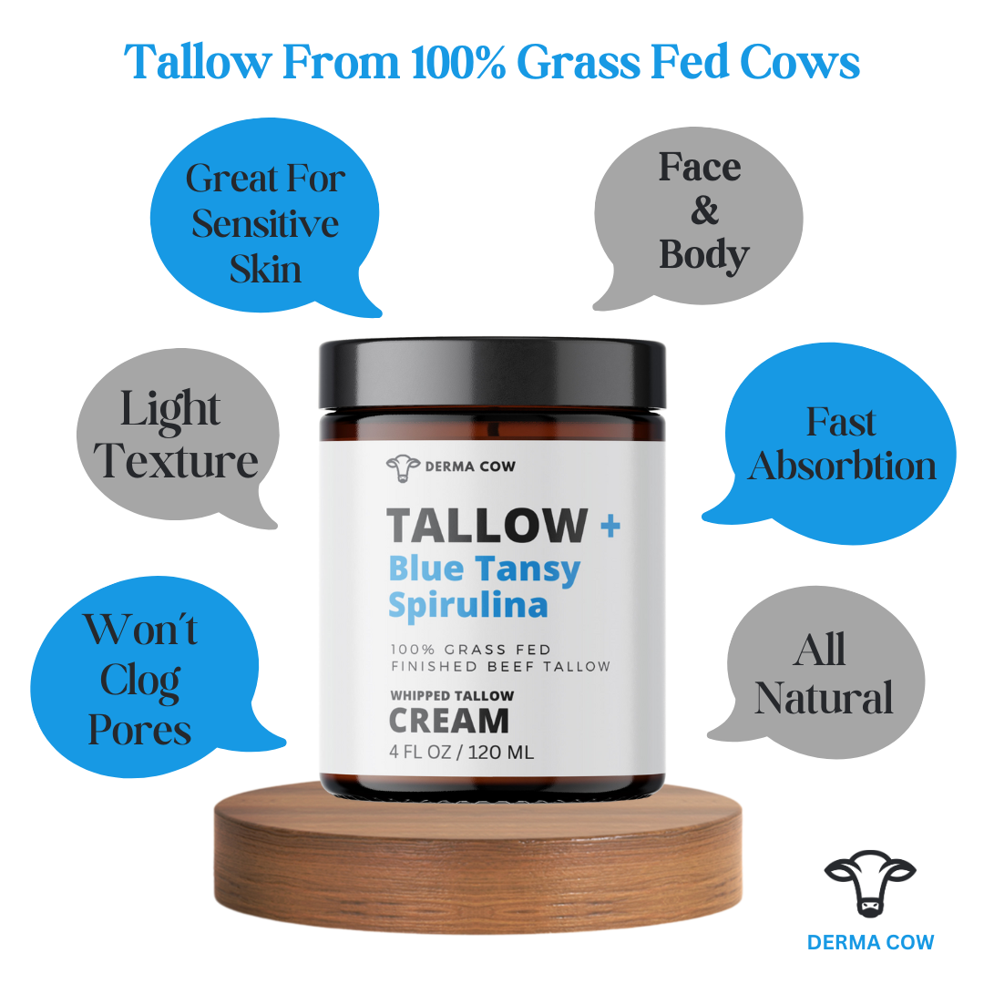 Derma Cow - Wholesale Body Cream/Lotion - Whipped Tallow Cream + Blue Tansy and Spirulina 3