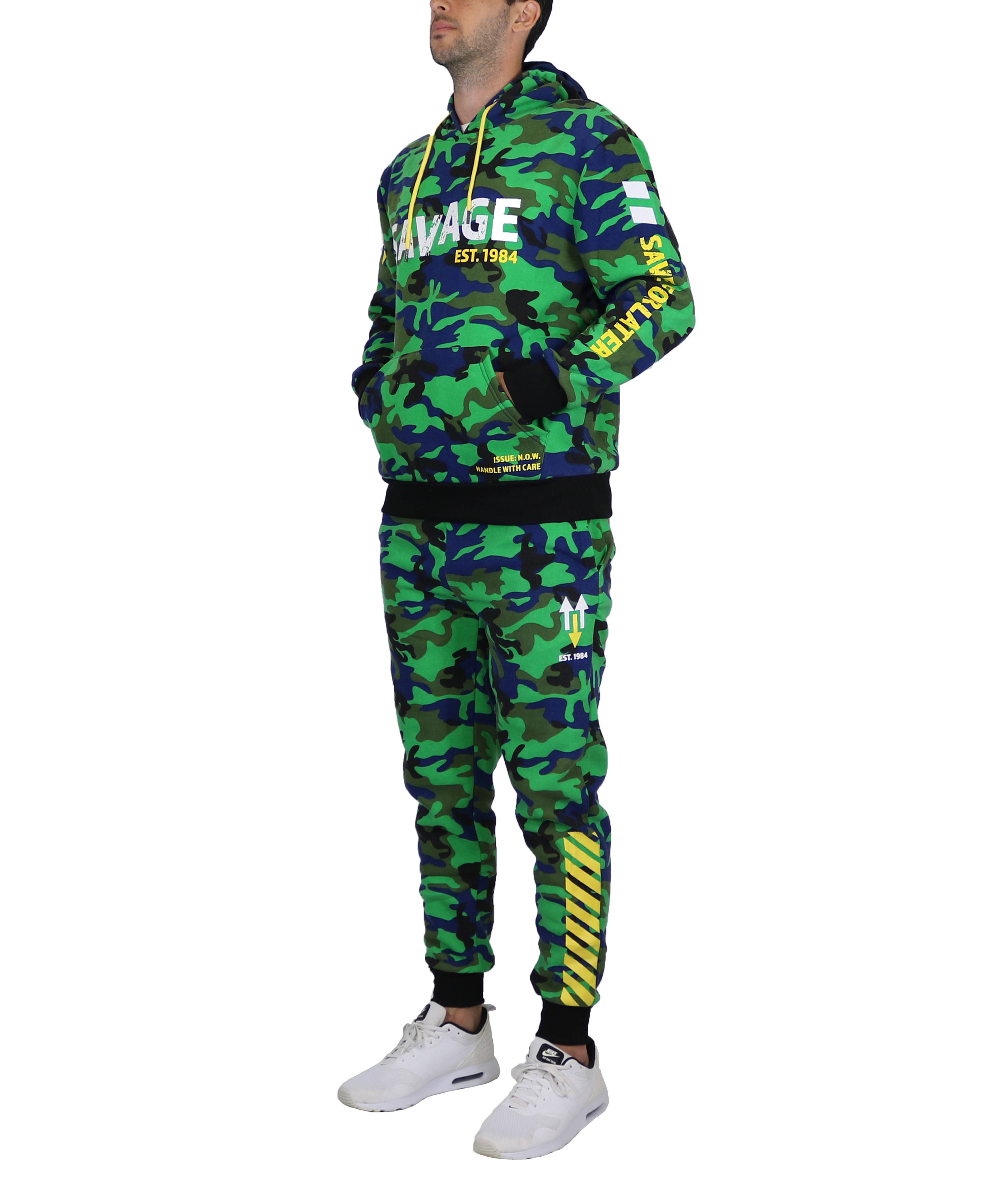 Galaxy By Harvic - Wholesale Lounge Set - Men's - Men's Fleece Hoodie & Jogger Set - SAVAGE CAMO1