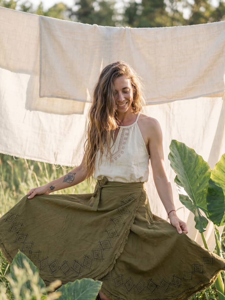 Boho Cotton Wrap Skirt - Hand Block Printed- Pack of 5 for wholesale by Humanity Centred Designs