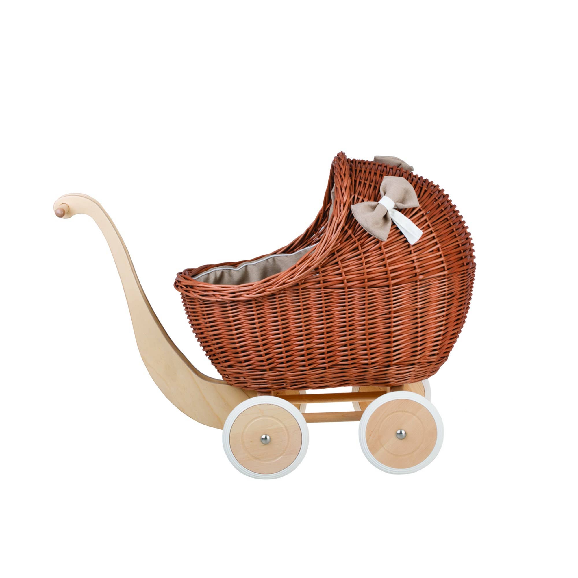The Wicker Stories - Vente Accessoire de poupée – enfant - Poussette en osier pour poupée, landau naturel8