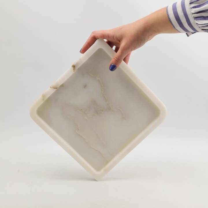 PIETRA DI CASA - Wholesale Decorative Tray - PAPA ALANA Square - Natural Stone Tray in Volakas Marble1