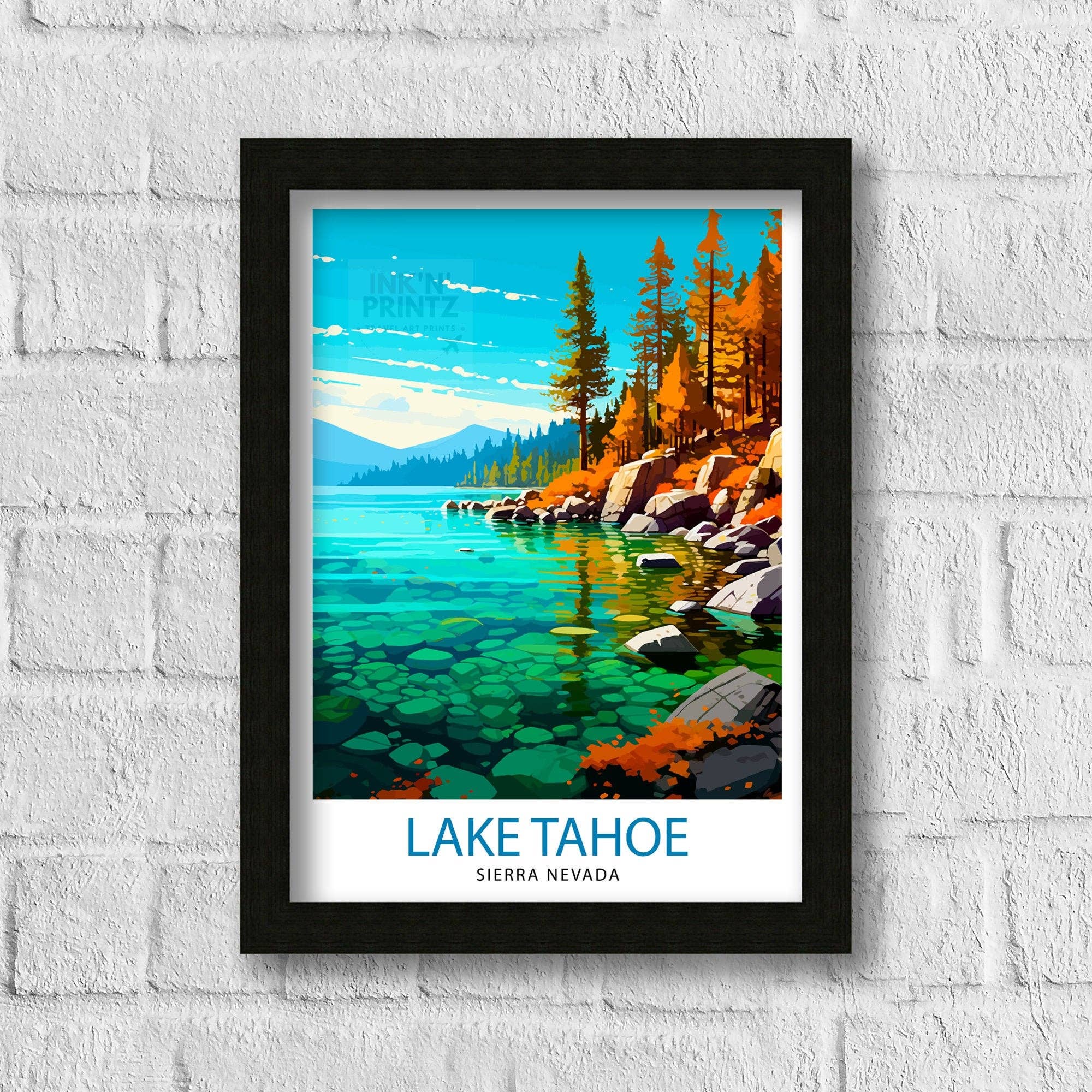 InkNPrintz – wholesale Art print – Lake Tahoe Travel Poster1