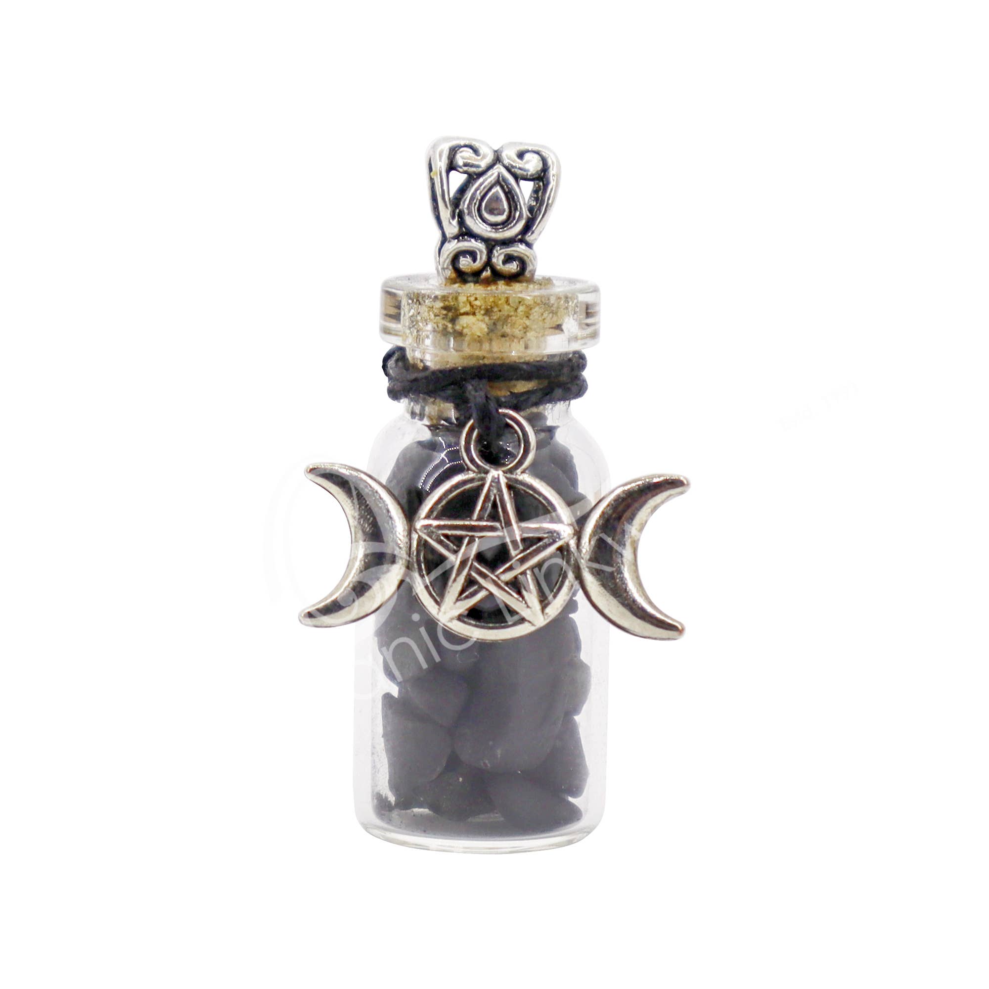 Oceanic Linkways Inc - Wholesale Spiritual Stone/Crystal - NECKLACE - CHIPS STONES IN BOTTLE SHUNGITE WITH TRIPLE MOON0