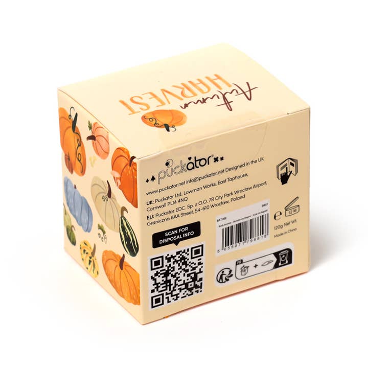 Puckator Ltd – wholesale Bath bomb/fizz – Autumn Harvest Pumpkin Shaped Bath Bomb in Gift Box