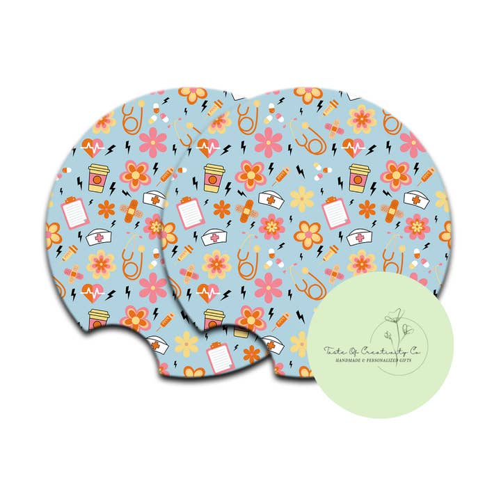 Juego de Posavasos para Coche "Retro Nurse", Accesorio para Coche, Regalo para Ella para venta al por mayor de Taste of Creativity CO.