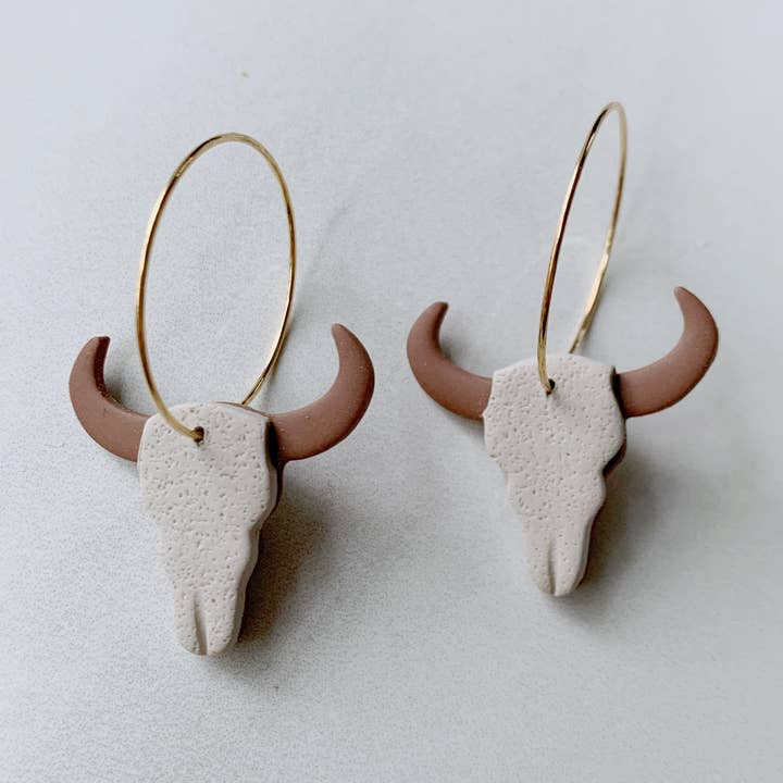 Clay By Denae - Wholesale Hoop Earrings - Longhorn Hoop Earring0