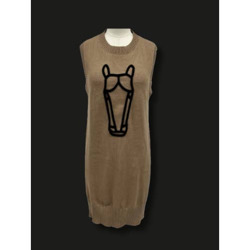 MOD HORSE SWEATER DRESS IN TAN (Pre-pack 2/2/2/1) for wholesale by Rodeo Hippie