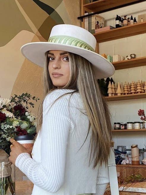 Banded 100% Wool Felt Gambler Hat, Satin Lined, Unisex, Ivory for wholesale by Olive & Pique