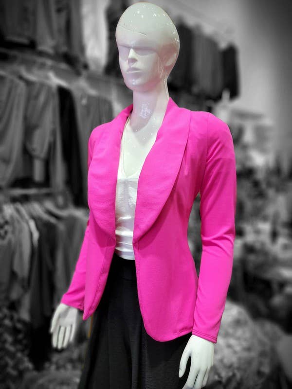 Lemon Tree - Wholesale Blazer - Women's - TECHNO CREPE MATERIAL SOLID HIGH STRETCH STRAIGHT SLEEVE