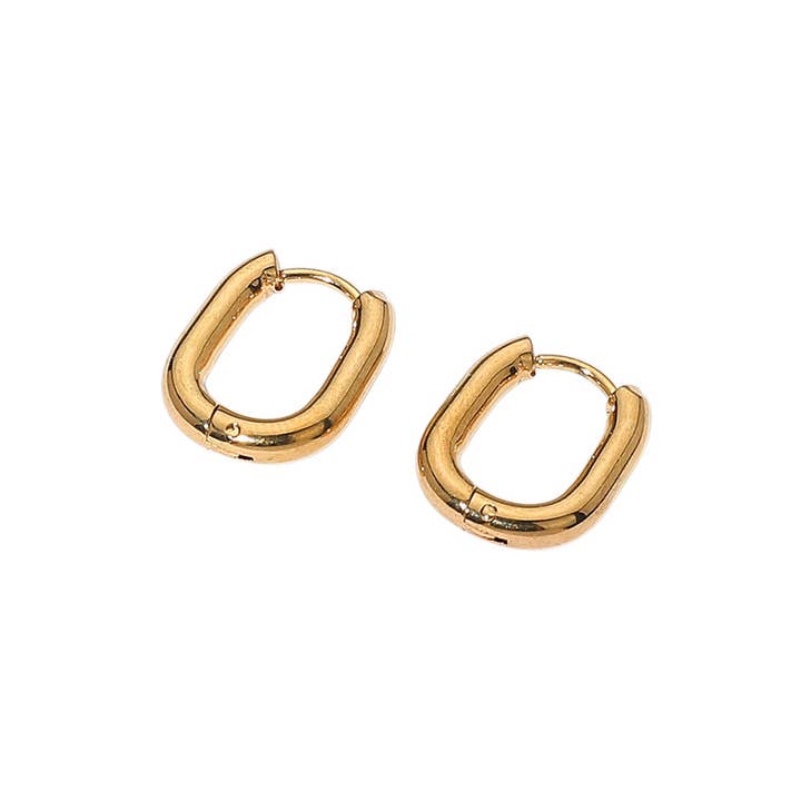 Sensibling Corp. - Wholesale Huggie Earrings - SECRET BOX_Stainless Steel Oval Huggie Hoop Earrings