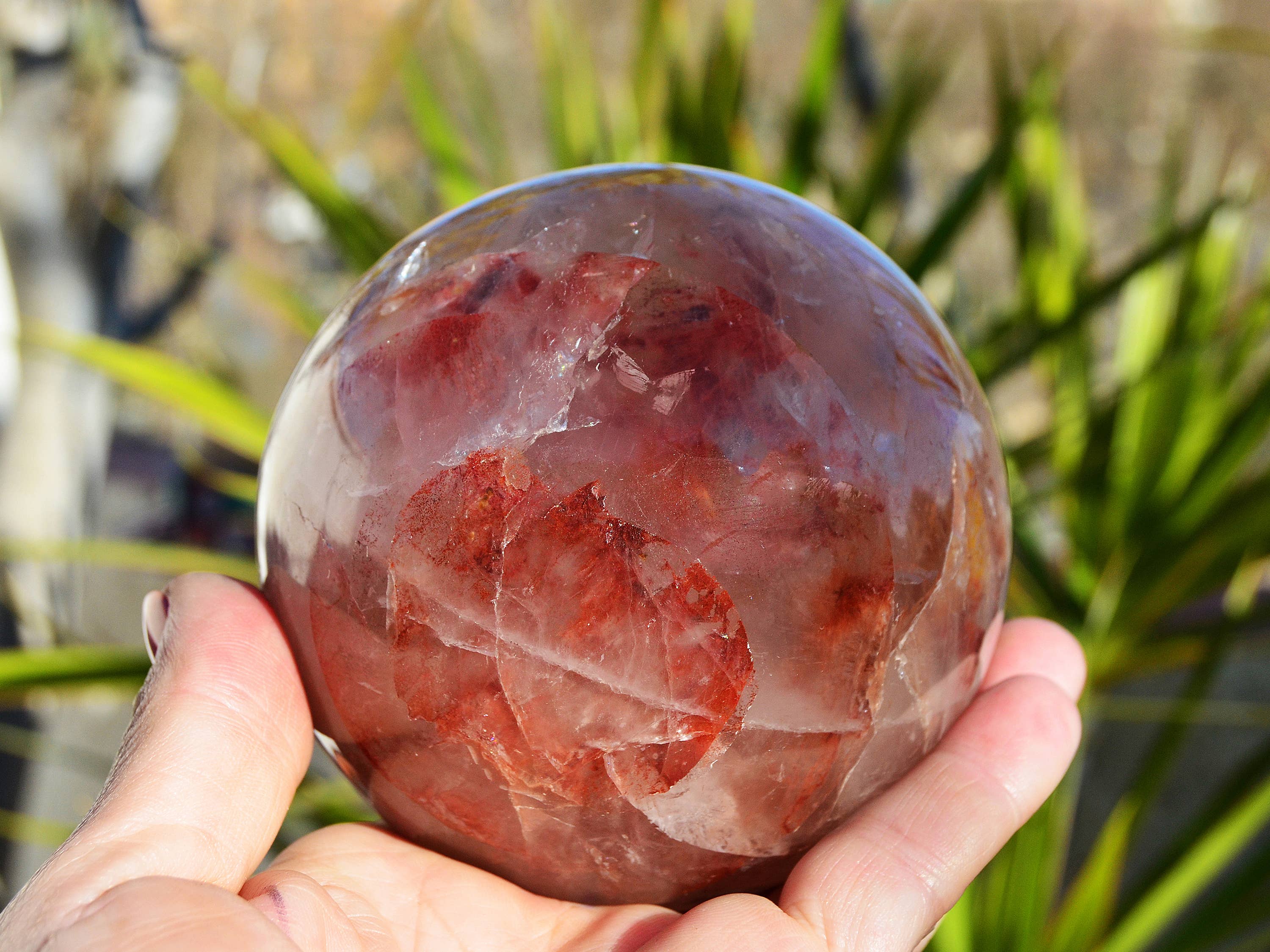 Kaia & Crystals - Wholesale Spiritual Stone/Crystal - XL Fire Quartz Sphere Crystal  (65mm - 100mm)5