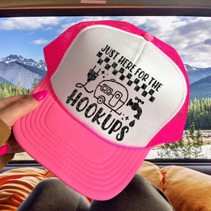 Just Here For The Hookups Hat Patch DTF Transfer for wholesale by K and M Designs