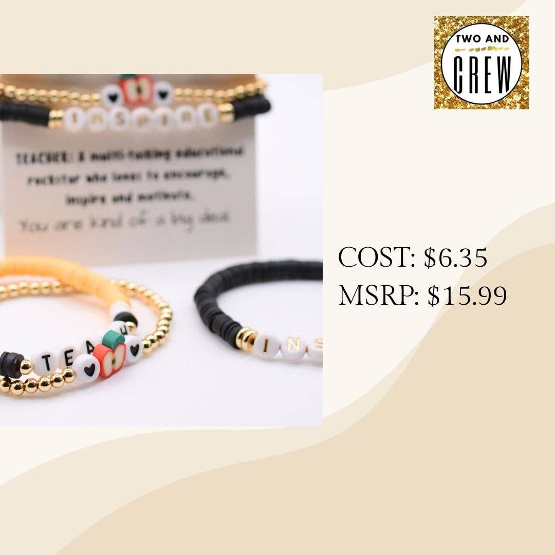 Two and Crew - Faith Based Jewelry & Gifts - Wholesale Jewelry Set - Teach Love Inspire - Teacher Bracelet Thank you Gift Jewelry10