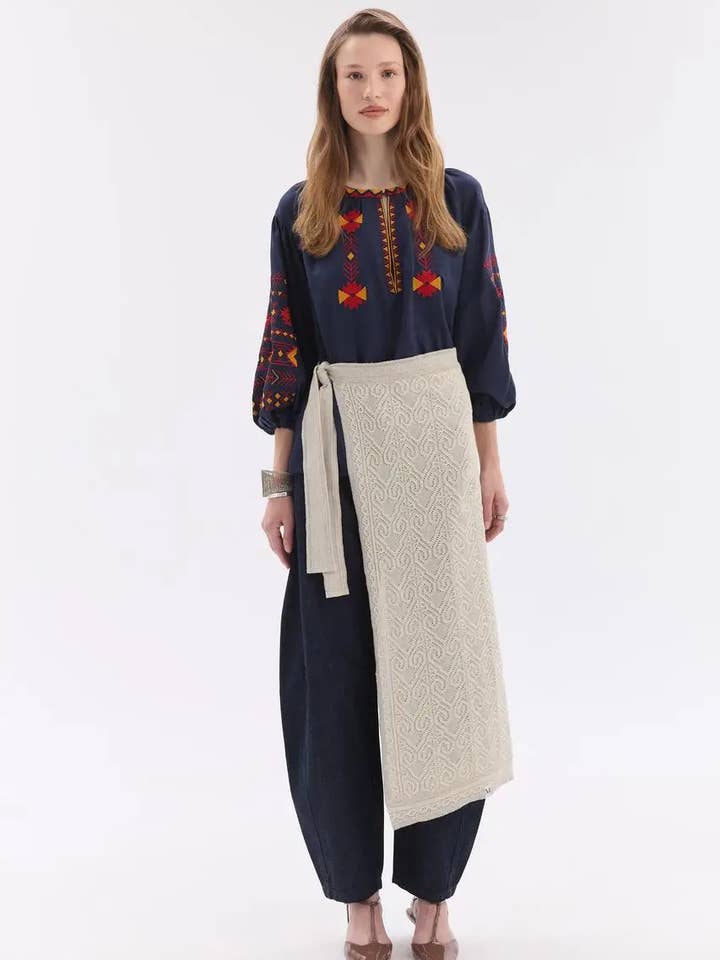 Bomuldslinned Kvinders Strikket Forklæde for engroshandel hos Handmade Originals Ukraine