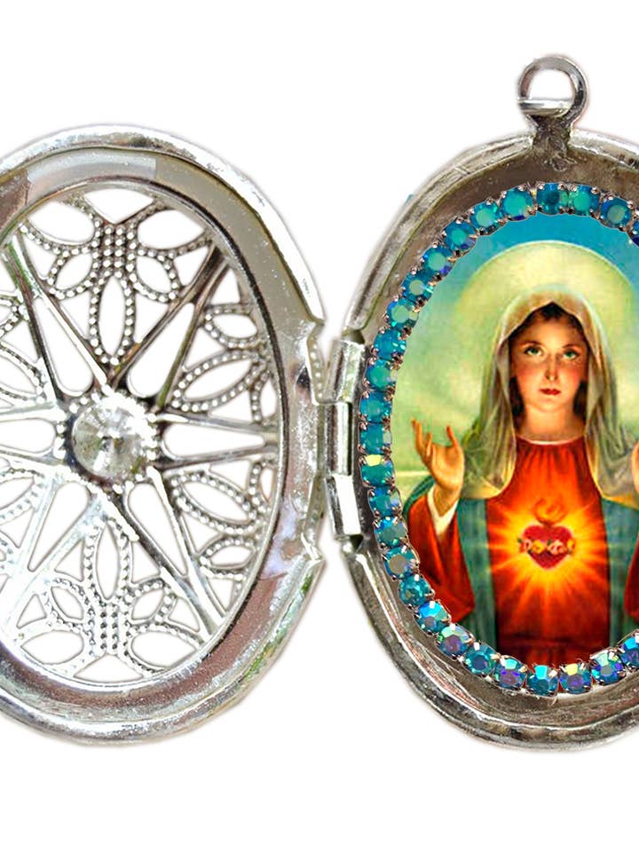 Unbeflecktes Herz der Maria handgefertigtes Medaillon aus Edelstahl - N für den Großhandel von MariaSantissimaShop