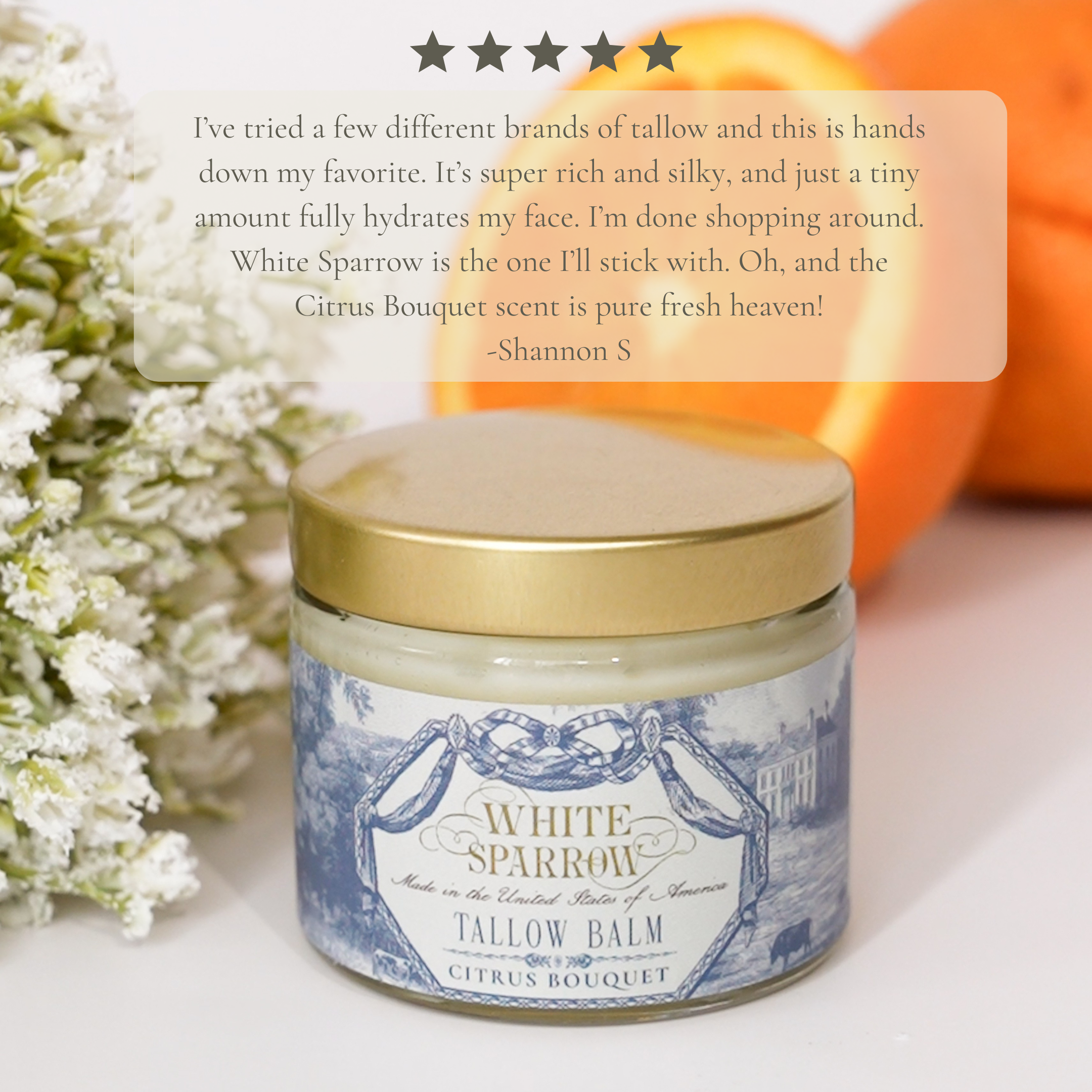 White Sparrow Farmacy - Vente Baume/beurre pour le corps - Baume au suif - Bouquet d'agrumes2