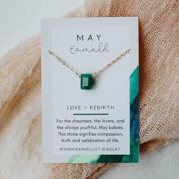 Collar de piedra de nacimiento de mayo para venta al por mayor de Wander + Lust Jewelry