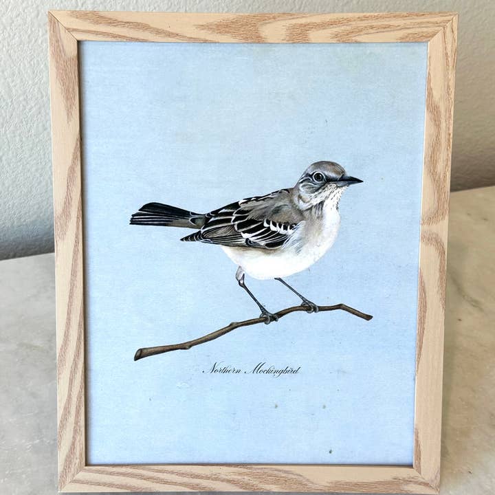 Gilded Palms - Wholesale Art Print - Northern Mockingbird on Blue Print2