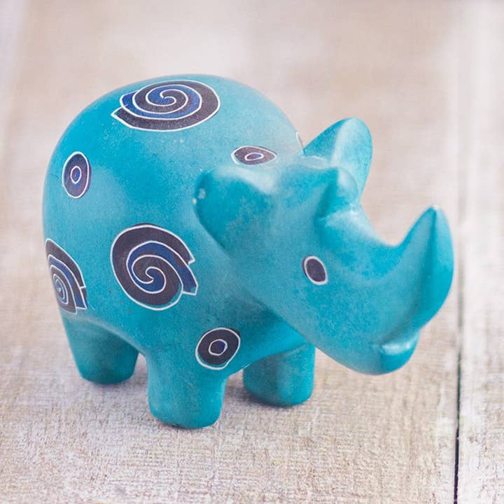 Täljstensnoshörning Robin's Egg Blue för wholesale av Mr. Ellie Pooh