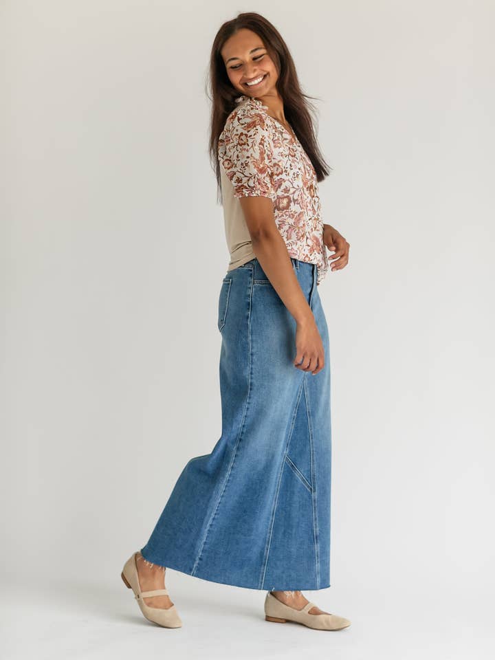 Inherit Clothing Company - Wholesale Skirt - Women's - Lee A-Line Raw Hem Maxi Skirt