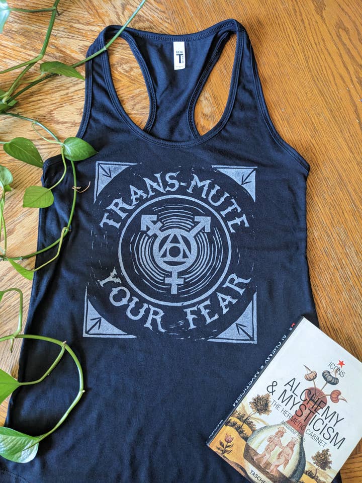 Canotta da donna Trans-Mute Your Fear Alchemy Racerback per la vendita all'ingrosso da parte di Fendywitch Designs