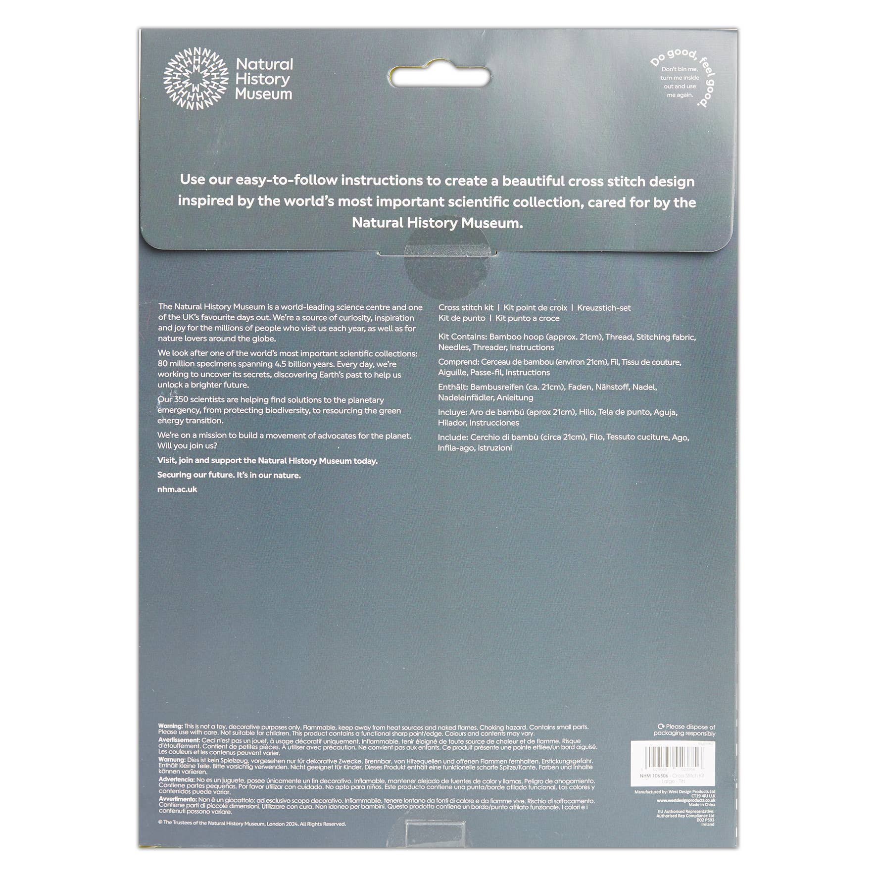 West Design Products - Wholesale Embroidery/Cross Stitch Supplies - Natural History Museum Cross Stitch Kit, Tits Design 14cm2